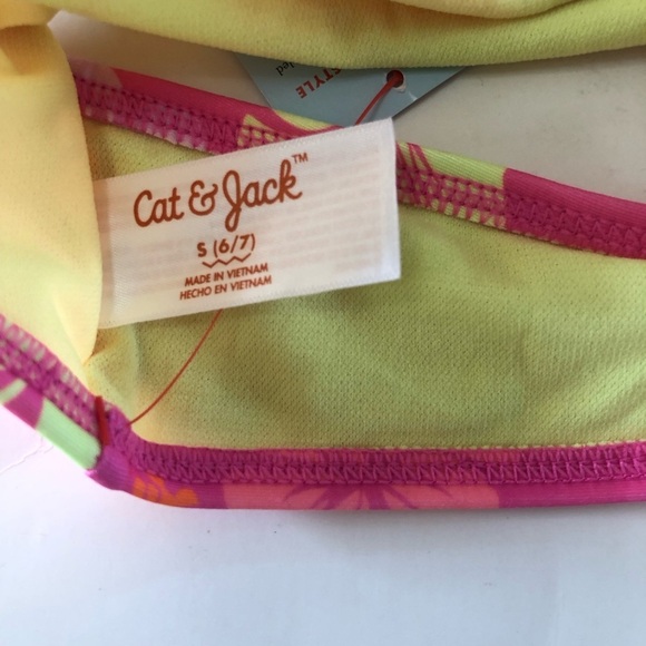 Bundle 3 Pc Cat & Jack Art Class Pink Floral Bikini Set with Skirt Coverup S 6/7 - Picture 6 of 13